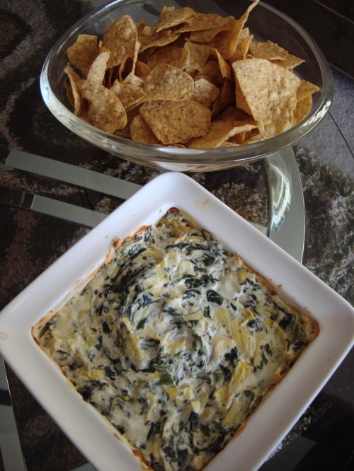 Spinach Artichoke Dip with Chips - Rotated