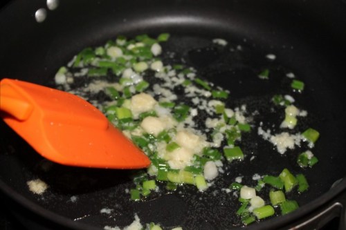 Stir fry scallions and ginger